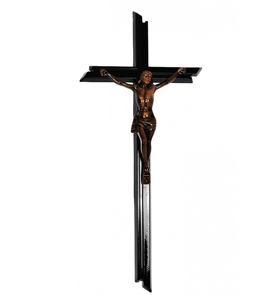 Krzyż wiszący z pasyjką czarny