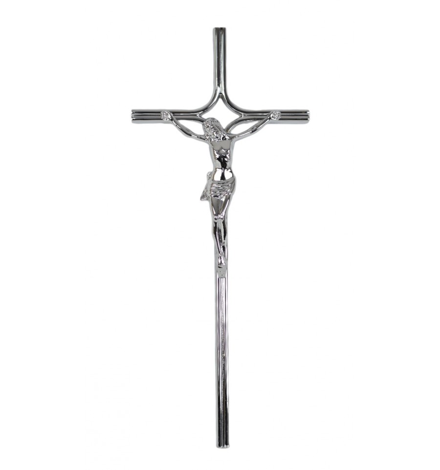 Krzyż mosiężny chromowany z pasyjką 40cm