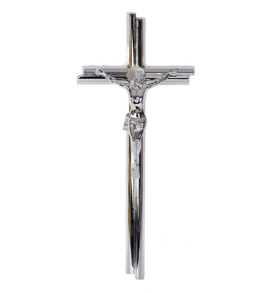 Krzyż mosiężny chromowany z pasyjką 50cm
