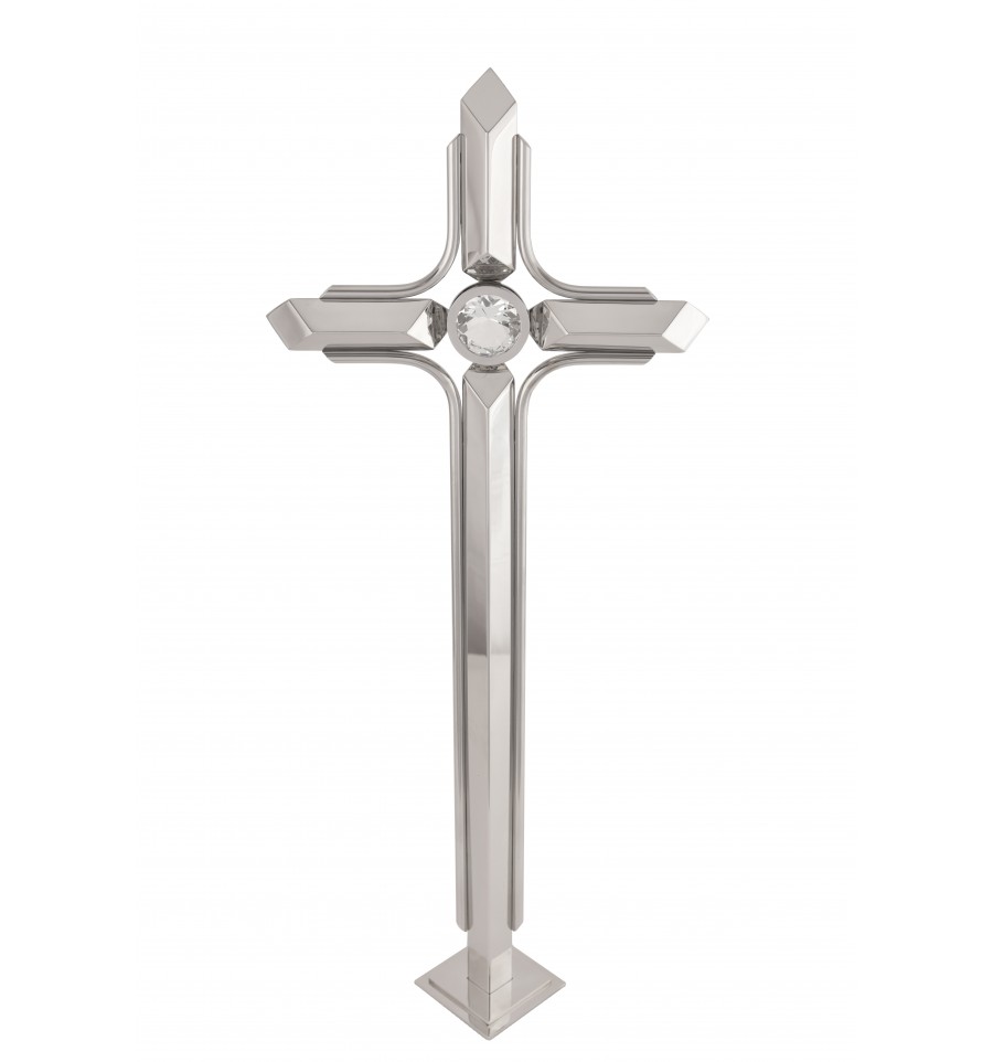Krzyż z kryształem KT10K - stojący ze stali nierdzewnej