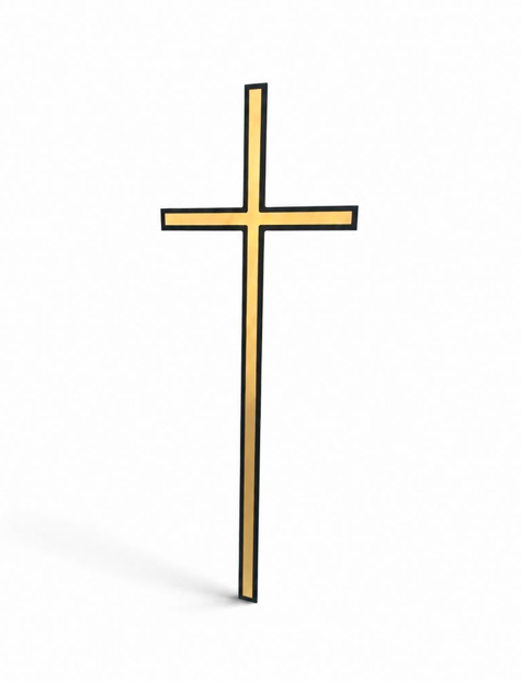 KRZYŻ PŁASKI ZE STALI NIERDZEWNEJ KW16 ZŁOTO CZARNY